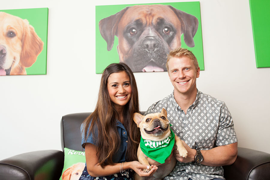 Sean Lowe and Catherine Giudici at Rover.com with Rover dogs