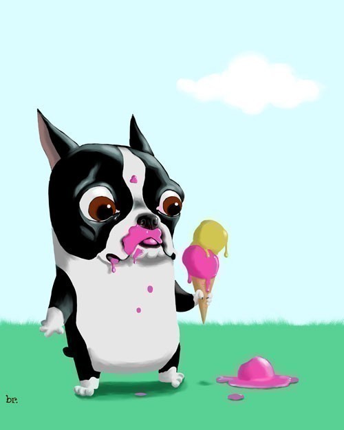 boston terrier ice cream cone