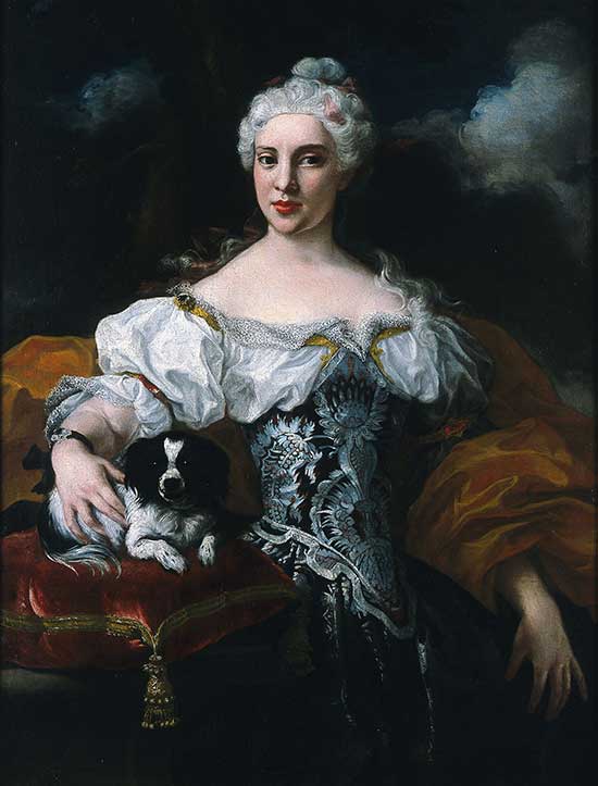 Marco Benefial - portrait of a lady with a dog, 1730