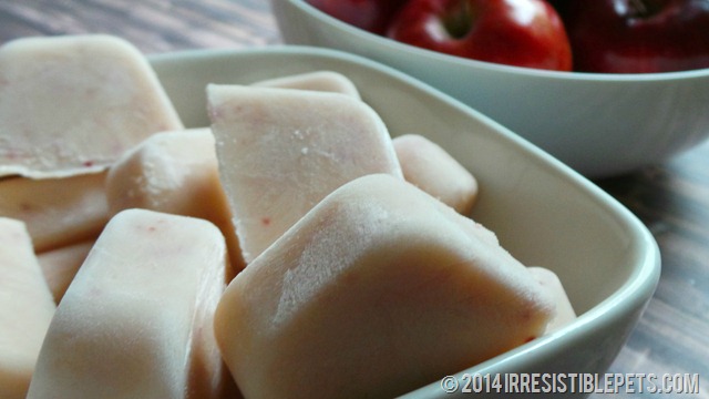 http://irresistiblepets.net/2014/09/diy-frozen-apple-dog-treat-recipe/