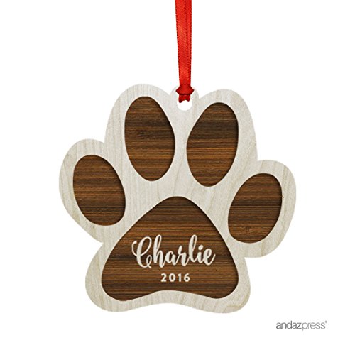 Personalized Christmas Ornament//dog Paws//brown Color