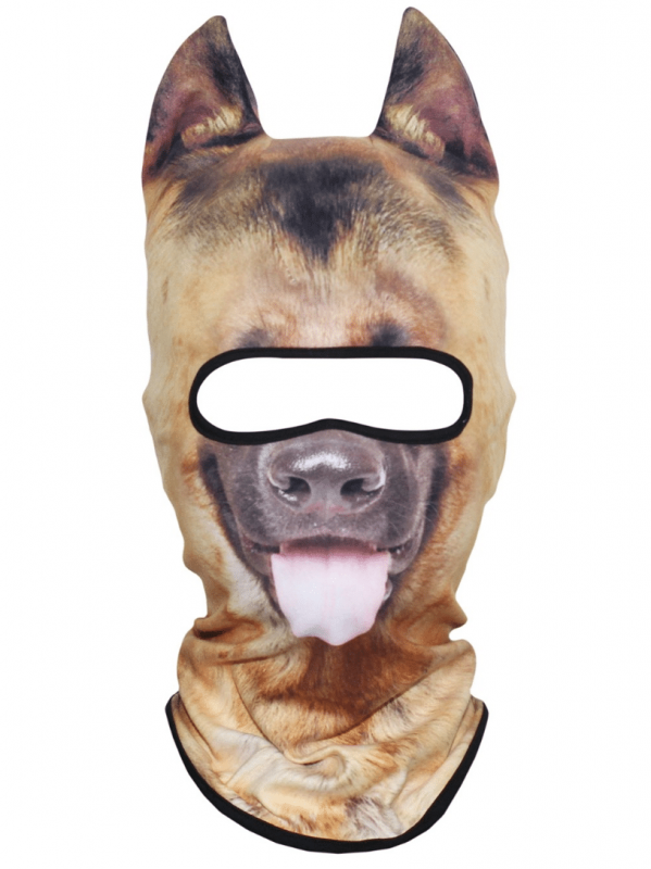 full fleece face mask with realistic dog head print