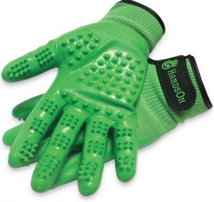 green HandsOn all-in-one bathing/grooming gloves
