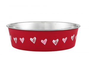 Loving Pets stainless steel bowl with heart print gift for dog