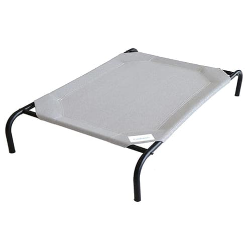 gray elevated Coolaroo bed