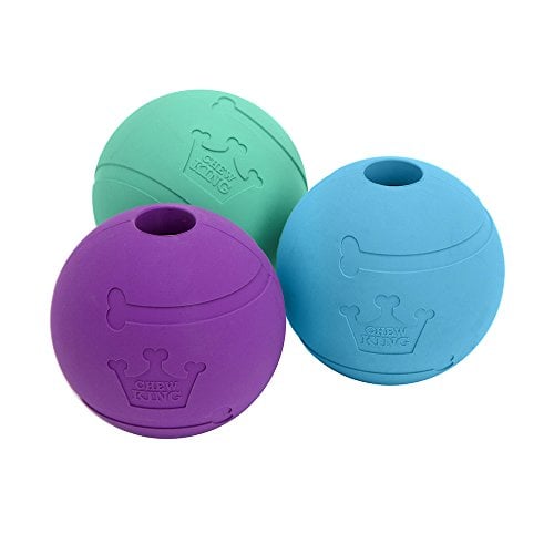 Chew King rubber fetch balls in three colors