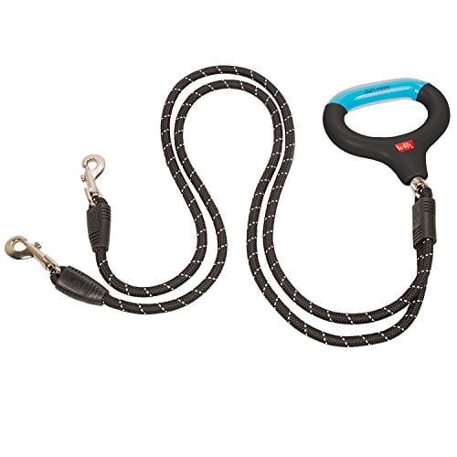 Gel-handled double-dog leash