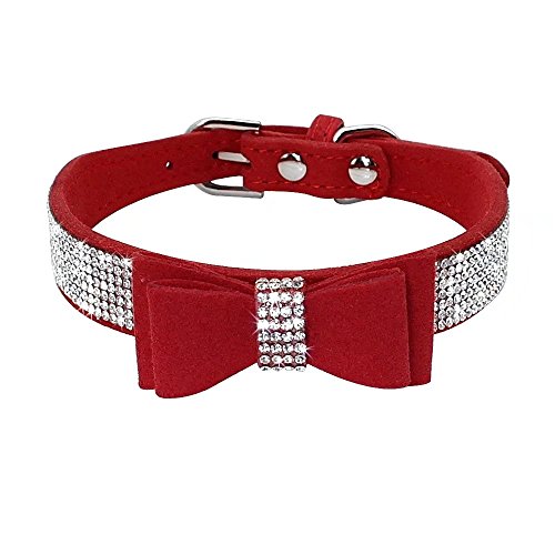 Benala Full Shining Rhinestone Studded Velvet Dog Collar Adjustble Crystal Rhinestone Dog Collar