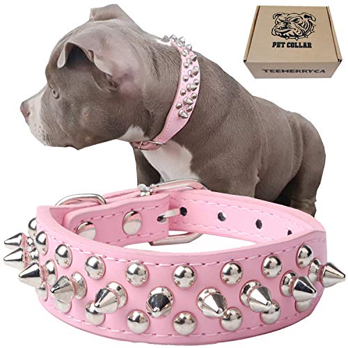 pink spiked bling dog collar