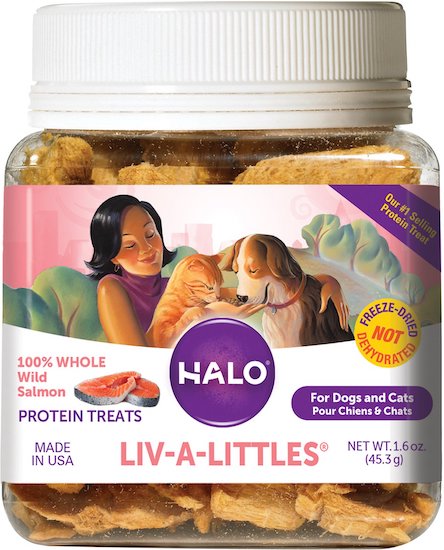 jar of Halo Liv-A-Littles cat treats