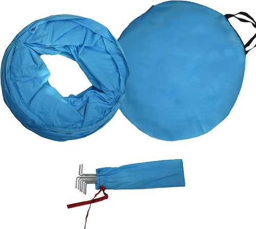 Blue agility tunnel with carrying case