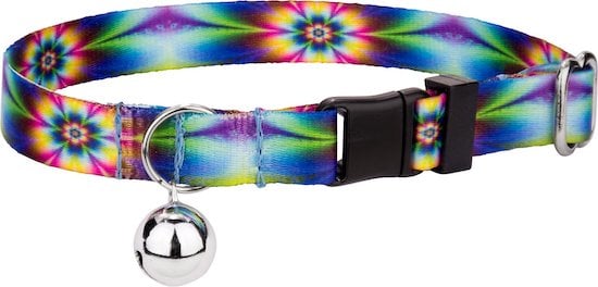 tie-dye flowers cat collar with bell