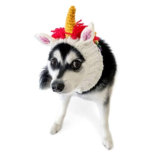 dog wearing Zoo Snoods unicorn costume headpiece
