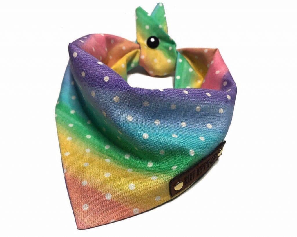 Rainbow polka dog dog bandana