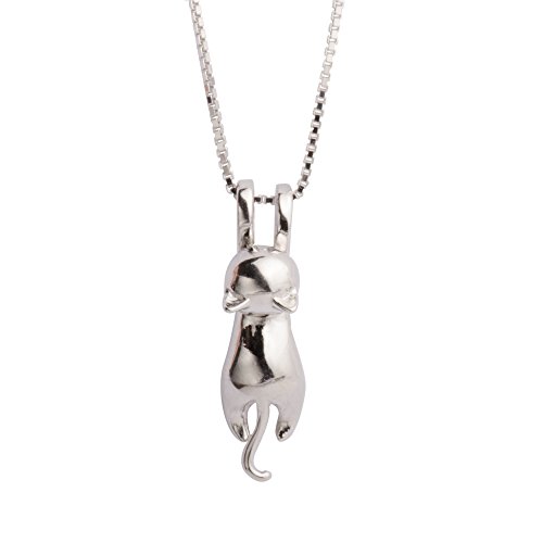 cute silver cat pendant gift