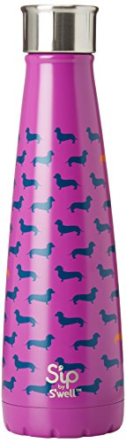 Stainless steel water bottle with Dachshund print