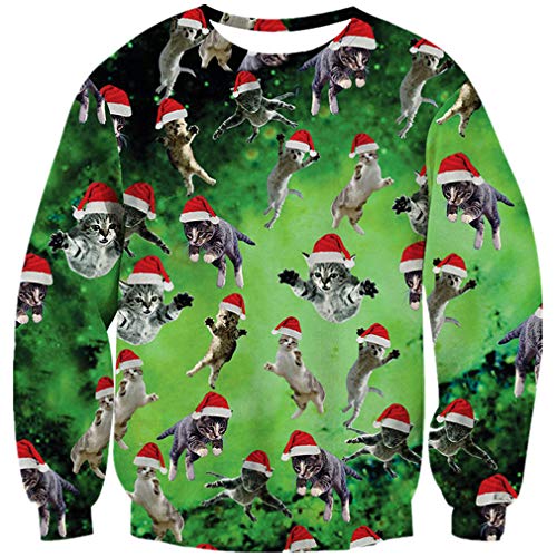 flying cats in Christmas hats sweatshirt