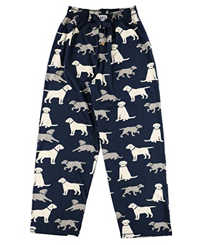 dog dad gift of black pajama pants with dogs printed on them