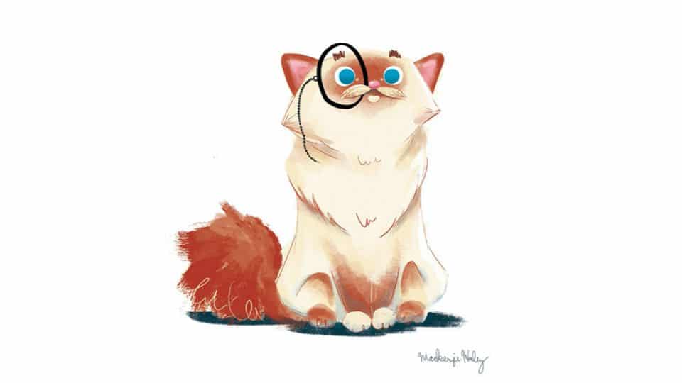 art print of cartoon Ragdoll cat