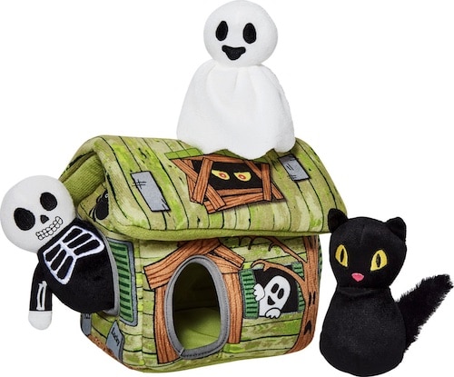 Halloween Haunted Shack Hide and Seek Puzzle Plush Squeaky Dog Toy