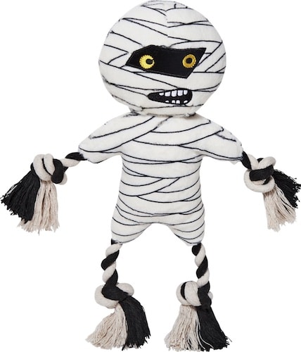 Halloween Mummy Plush with Rope Squeaky Dog Toy 