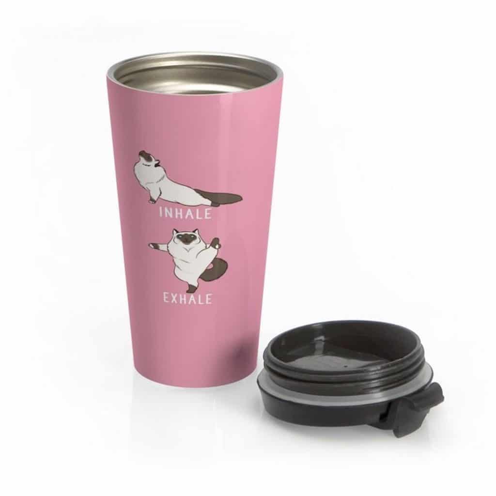 pink thermal coffee mug