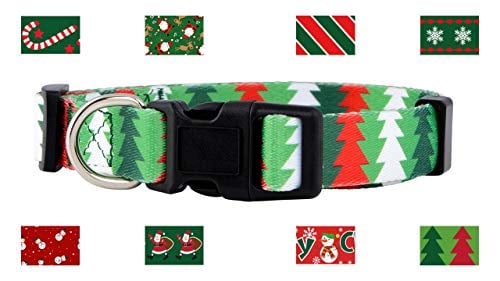 Charming Green Red Christmas Ornament Dog Collar Large