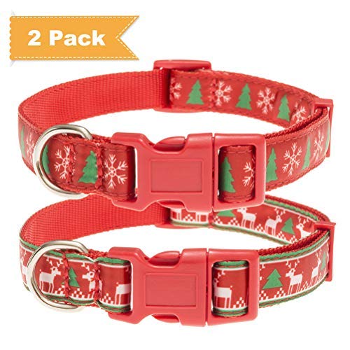 Santa Holiday Collar Red Christmas Collar Santa and Reindeer Christmas Dog Collar