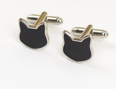black and silver cat cufflinks gift for dads