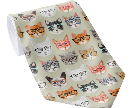 cat print necktie