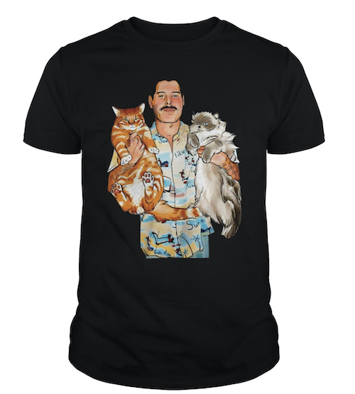 Freddie Mercury hugging cats t-shirt gift for cat dads
