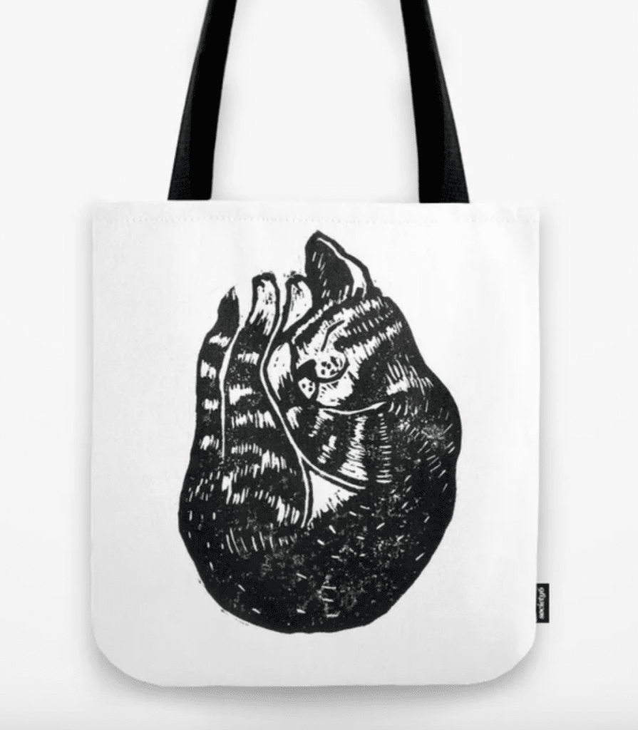 sleeping tabby print tote bag gift for tabby lovers