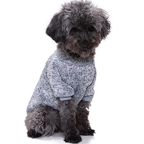 dog wearing gray heather dog fleece winter sweater