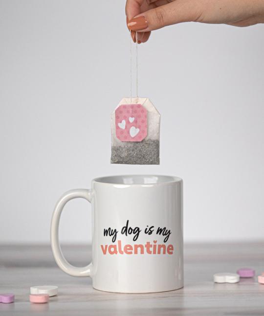 "My Dog is My Valentine" mug gift for dog lovers