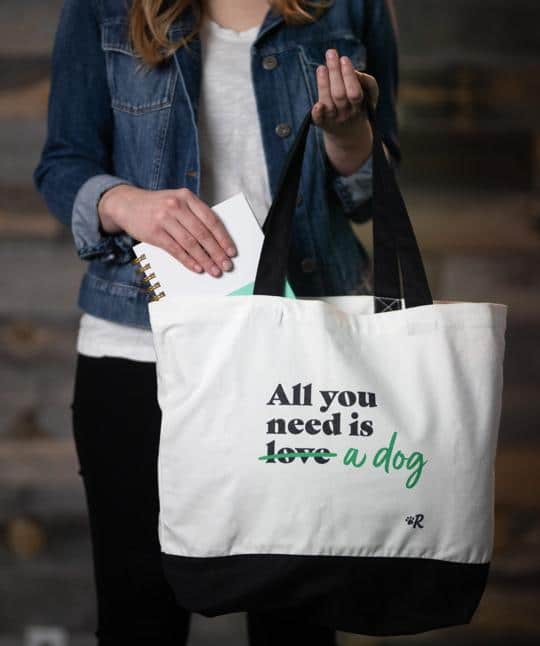 Valentine's Day "All You Need" gift tote for dog lovers