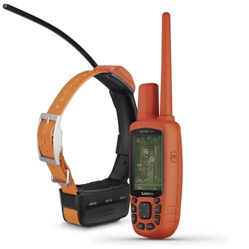 Orange Garmin GPS dog collar and handheld tracker