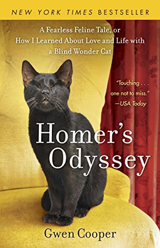 "Homer's Odyssey" book with blind black cat on cover