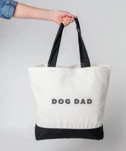 canvas tote bag with "Dog Dad" text on side