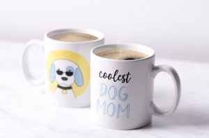 "Coolest Dog Mom" Ceramic Coffee Mug Set 