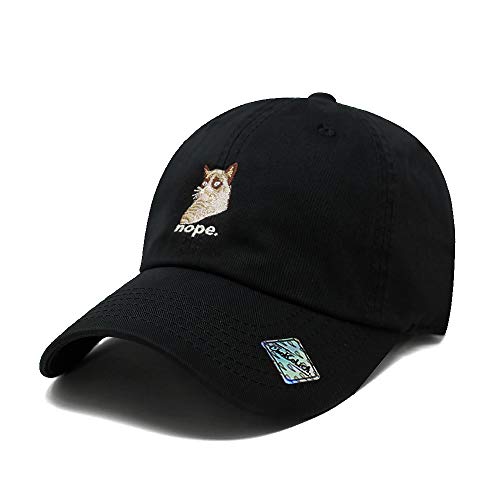 black cap with Grumpy Cat embroidered image