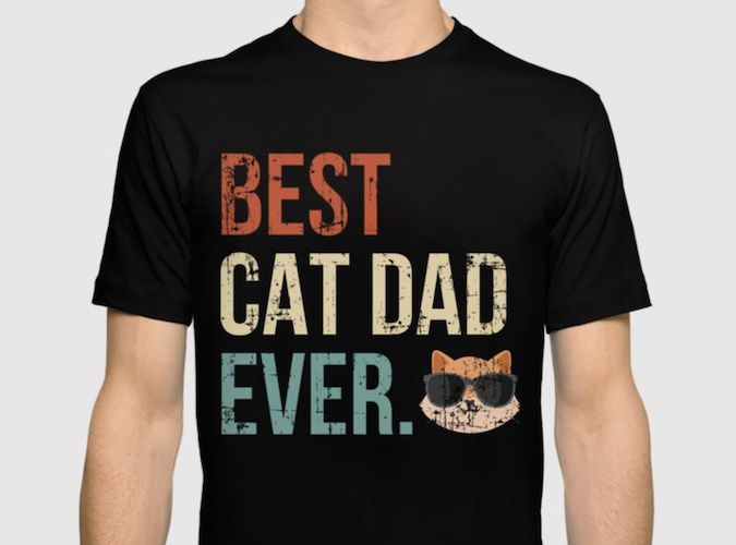 black cat dad shirt with text, "Best Cat Dad Ever."
