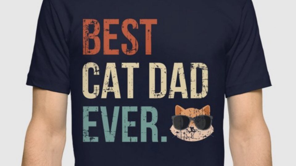 black "cat dad" t-shirt