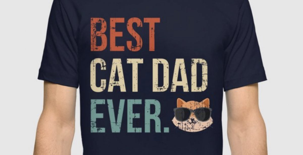 Best Cat Dad Ever Funny Black Cat Lovers Gift Shirt Vintage Men's Cotton T-Shirt