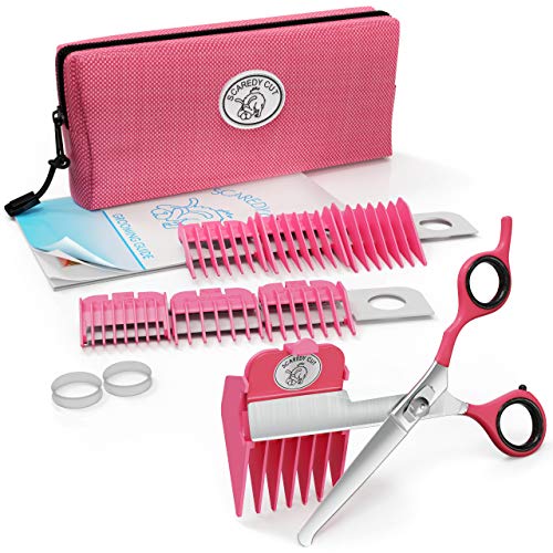 ISeaFly Pet Grooming Scissors Kit - 5-Piece Round Tip Set For Dogs & Cats