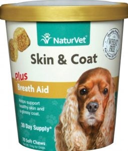 NaturVet Skin and Coat dog soft chews supplements with zinc for dogs