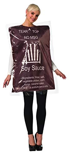 woman dressed as packet of soy sauce