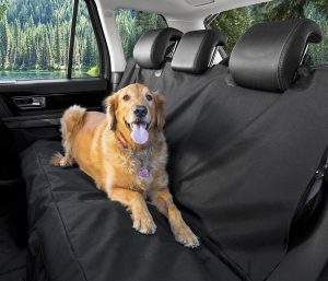 dog lying on BarksBar waterproof car seat accessory
