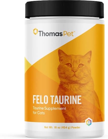 bottle of taurine supplement for cats