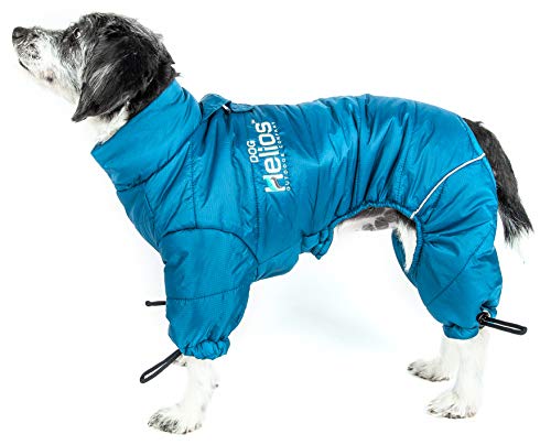 dog wearing Dog Helios full body puffer jacket in blue