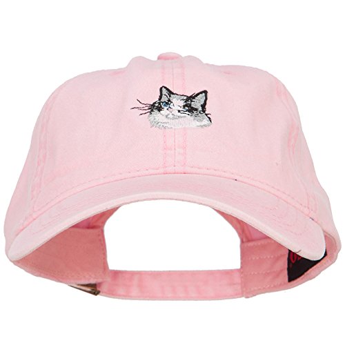 pink ball cap with Ragdoll cat embroidery